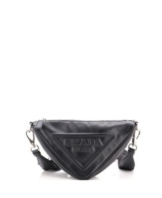 Small Triangle Logo Zip Crossbody Bag Leather