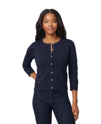 Women's Ottoman-Rib 3/4-Sleeve Crewneck Cardigan