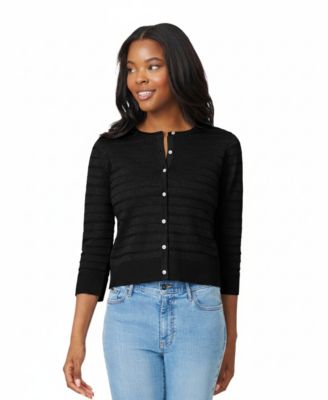 Women's Ottoman-Rib 3/4-Sleeve Crewneck Cardigan