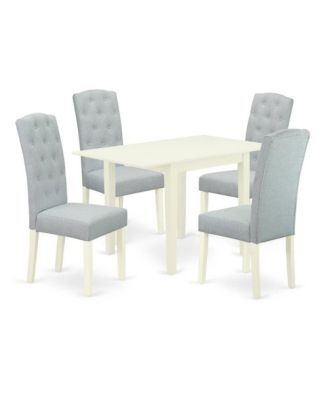 5-Piece Kitchen Dining Table Set-A Wooden Kitchen Table and 4 Linen Fabric Modern Chairs with Button Tufted Back