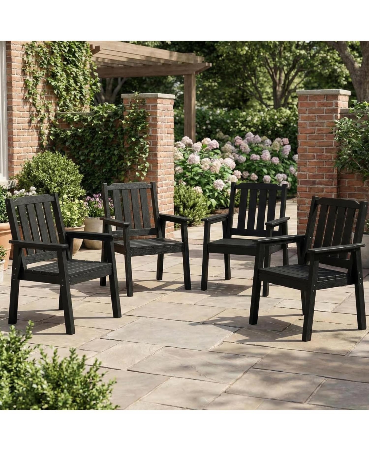 gaomon Set of 4 Hdpe Patio Dining Chairs, Wide Seat with Armrests and Back, Waterproof and Sturdy for Deck Backyard Poolside