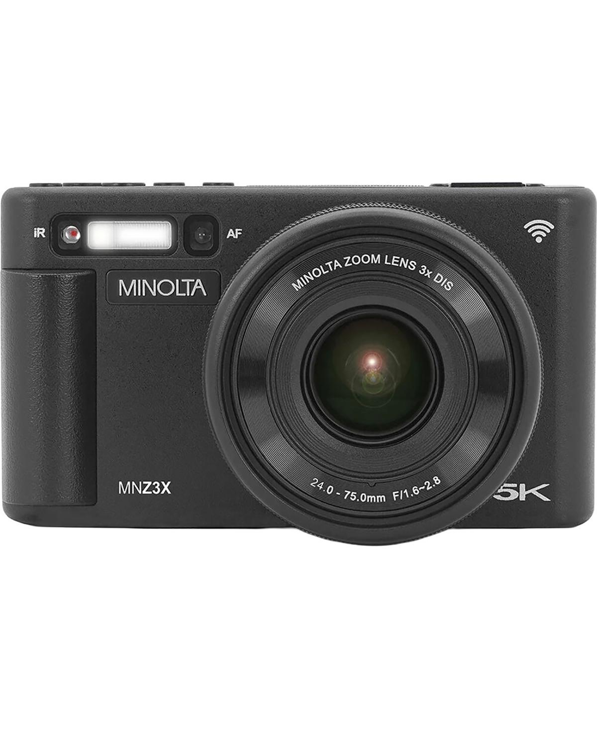 Minolta MNZ3X 72MP 5K Ultra Hd 24-75mm Optical Zoom Digital Camera - Black