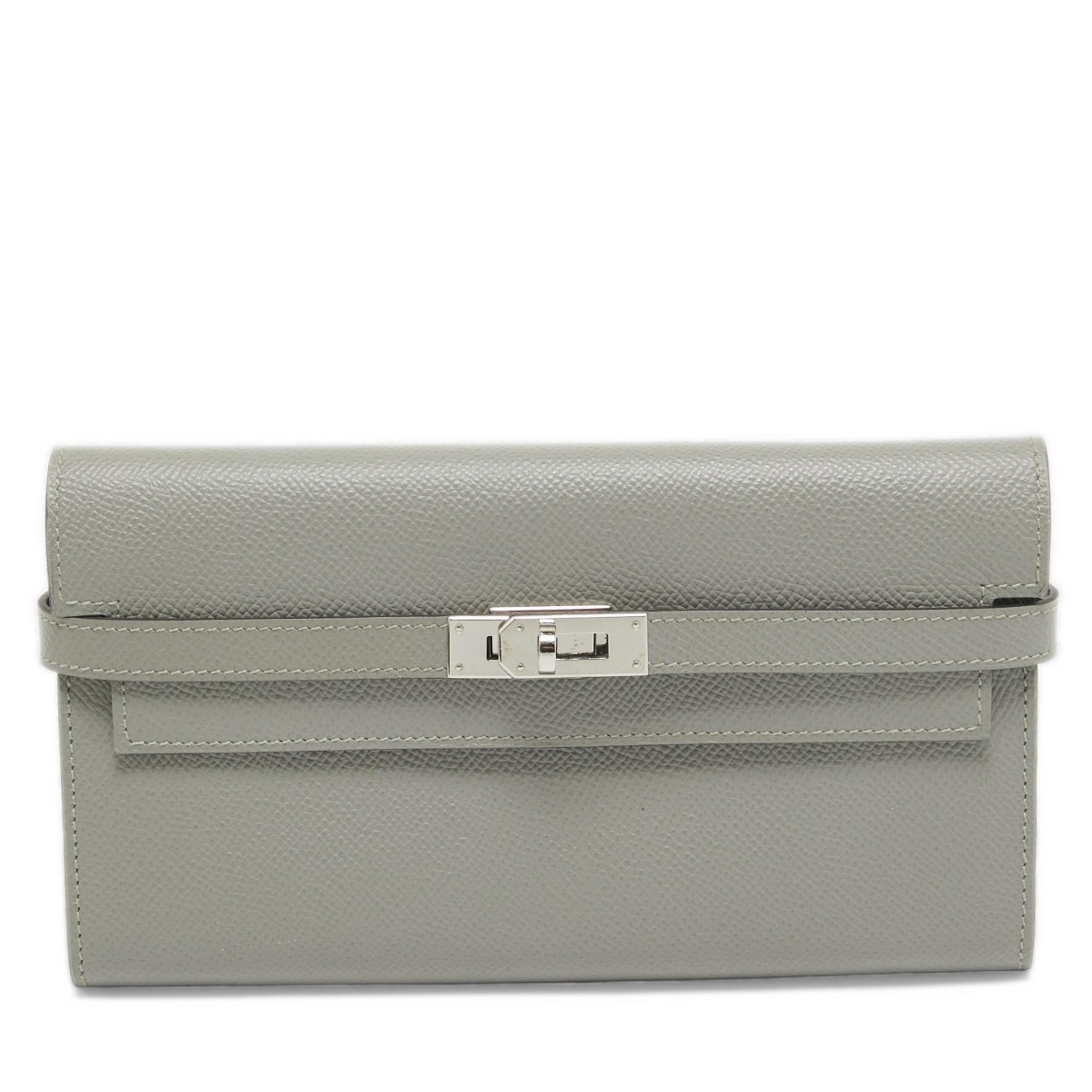 Pre-Owned Hermes Gris Mouette Epsom Leather Kelly Classic Wallet