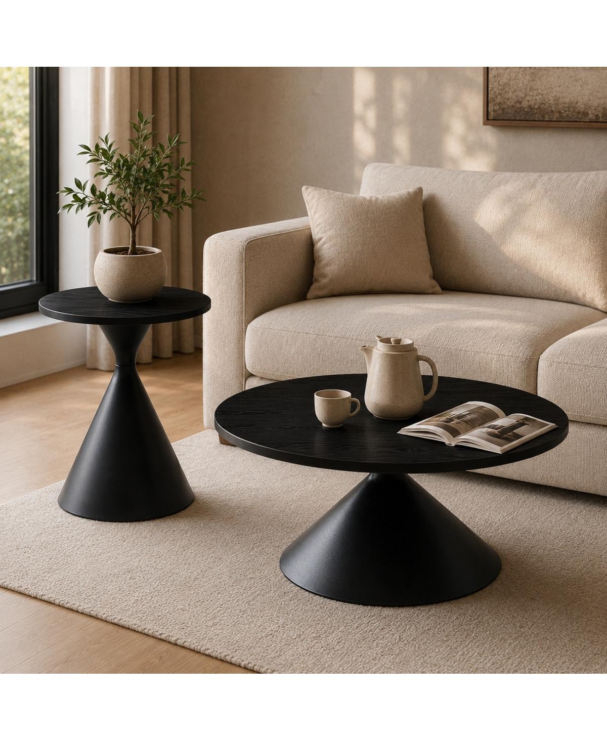 Streamdale Furniture 2-Piece Round Coffee Table Set with Patterned Top and Steel Base