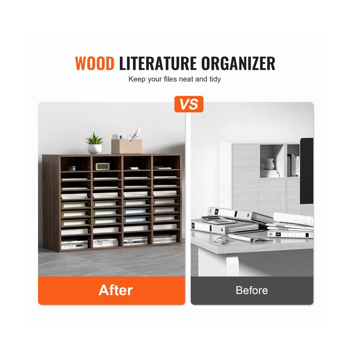 Slickblue Wooden Mail Organizer with Compartments, Literature Sorter for Office, Home and Mailroom