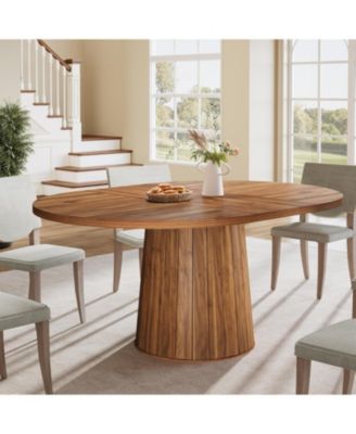 55.11" Oval Dining Table for 6 with Pedestal