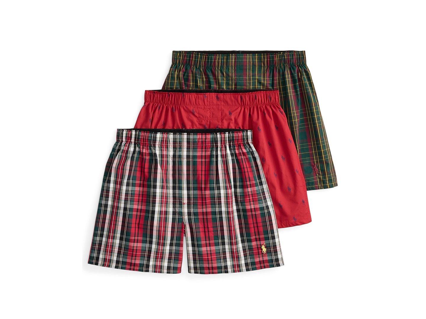 Трусы-боксеры Classic-Fit для мужчин, тканый, 3 шт. — Polo Ralph Lauren, цвет: Клетчатый / Красный — фото 1