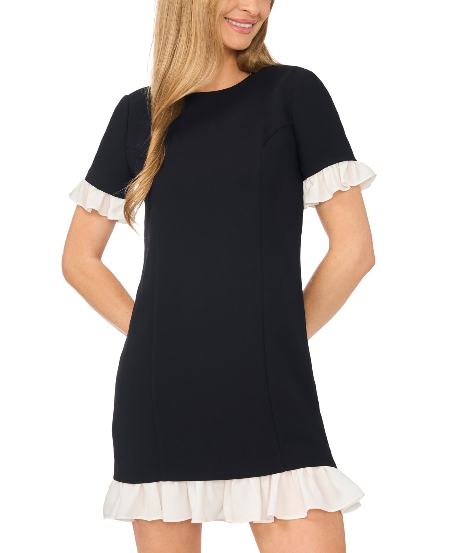 Women's Colorblock Ruffle Mini Dress