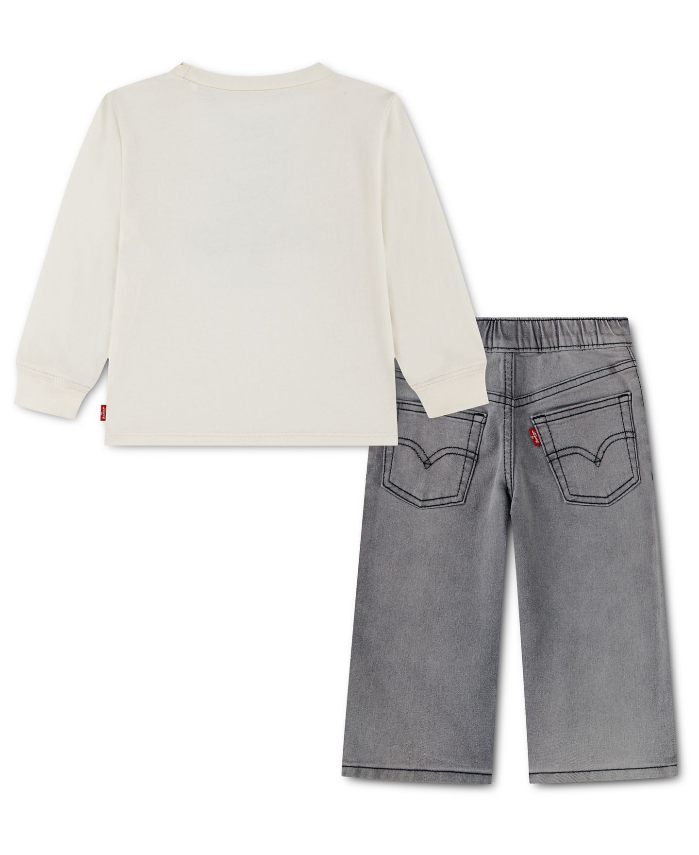 Детский комплект Levi's для малыша: топ с принтом и широкие джинсы, 2 предмета, цвет: Levi's Egret — фото 2
