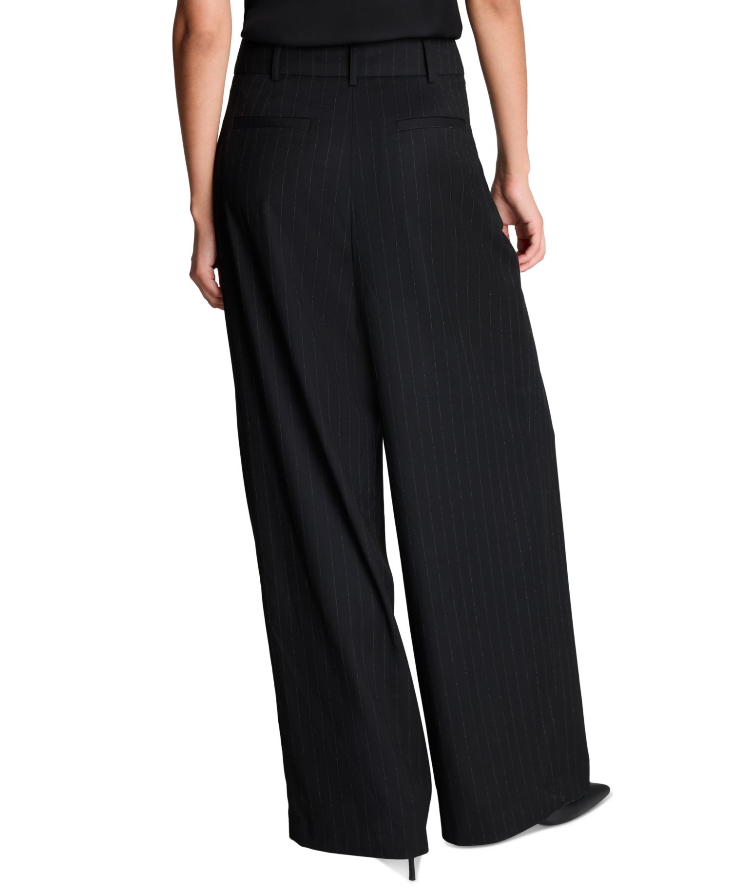 Women's Pinstripe Crossover Pleat Wide Leg