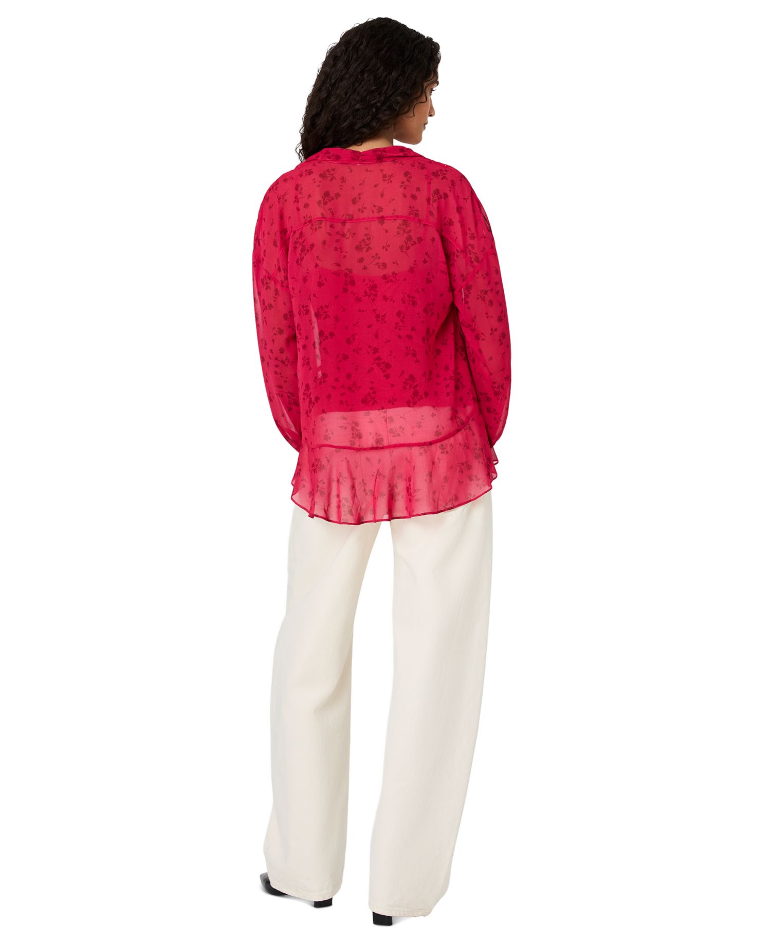 Women's Marina Long-Sleeve V-Neck Chiffon Top