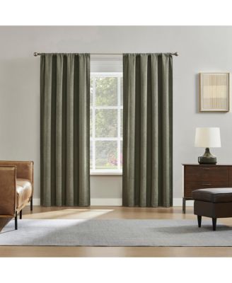 Medina Woven Damask Medallion  Blackout Rod Pocket Curtain Panel Pair