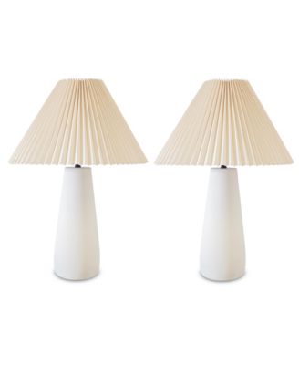Gwen Cream LED Table Lamps with Pleated Shades, Set of 2
