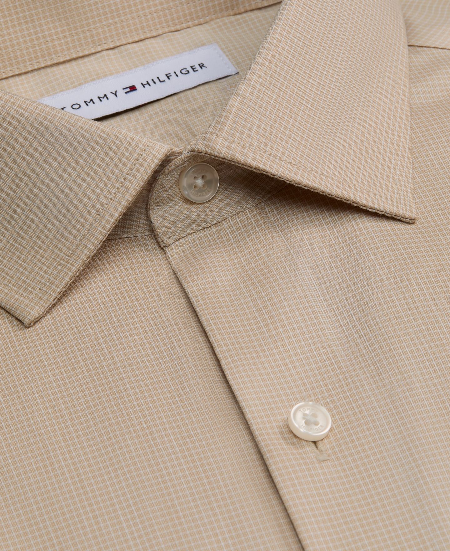 Мужская рубашка Tommy Hilfiger Athletic-Fit Performance Check Dress Shirt, цвет: Бежевый — фото 2