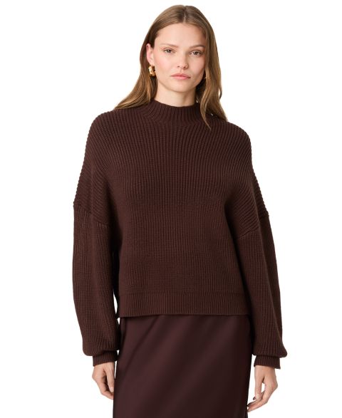 Женский свитер French Connection Babysoft Rib Mock Neck Relaxed-Fit Long-Sleeve Pullover, цвет: Какао коричневый