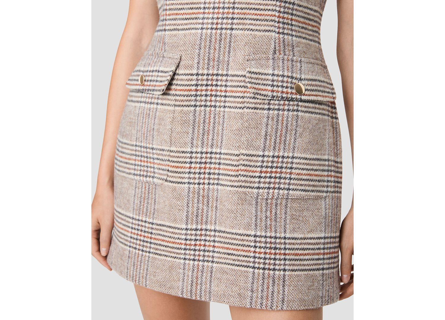 Women's Sutton Plaid Jewel Neck Sleeveless Mini Dress