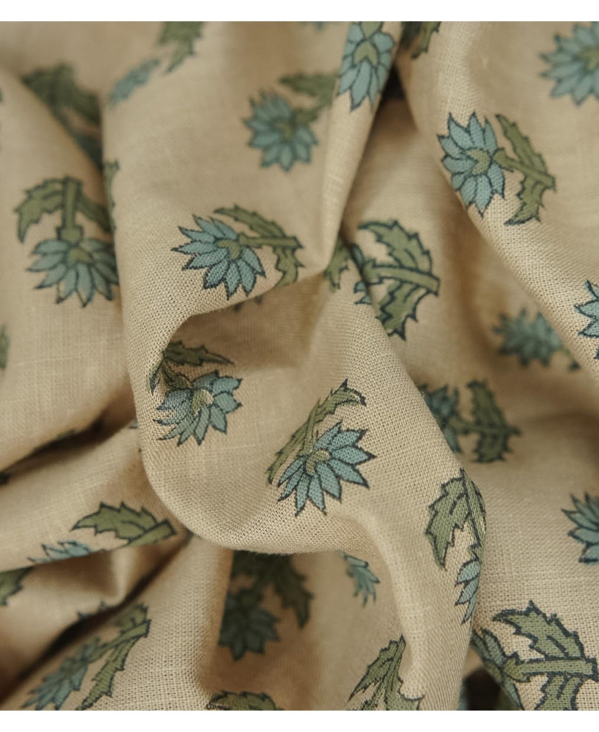 Fabdivine Palak Handmade Bohemian Block Print Viscose Color Linen Window Curtain