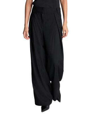 Women's Pinstripe Crossover Pleat Wide Leg