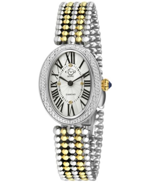 Женские часы GV2 by Gevril Piazza Navona Swiss Quartz Two-Tone SS/IPYG Stainless Steel Bracelet Diamond Watch