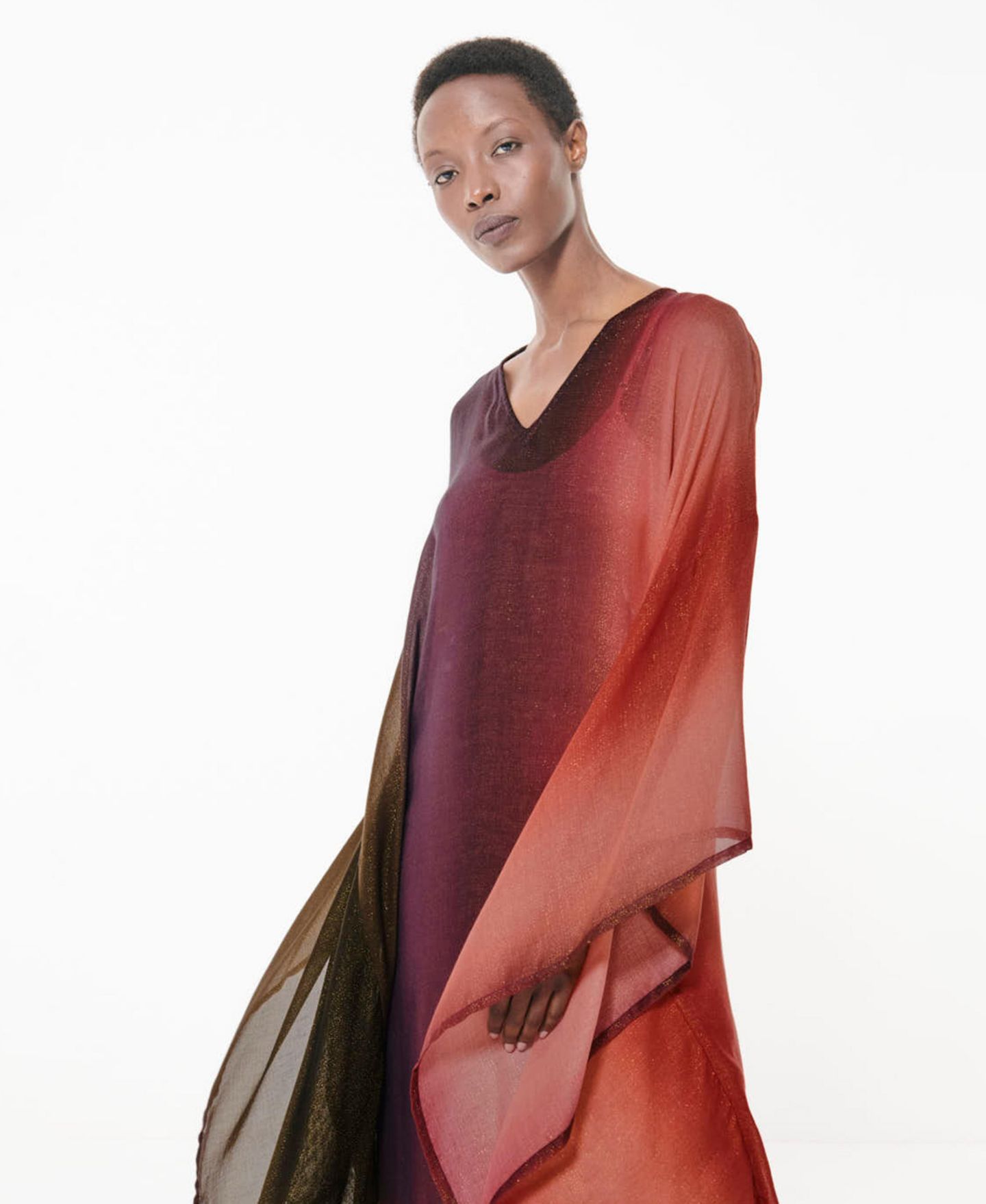 Женское платье Leem Kimono Kaftan Loose-Fit V-Neck Gradient-Print, цвет: Разноцветный — фото 4