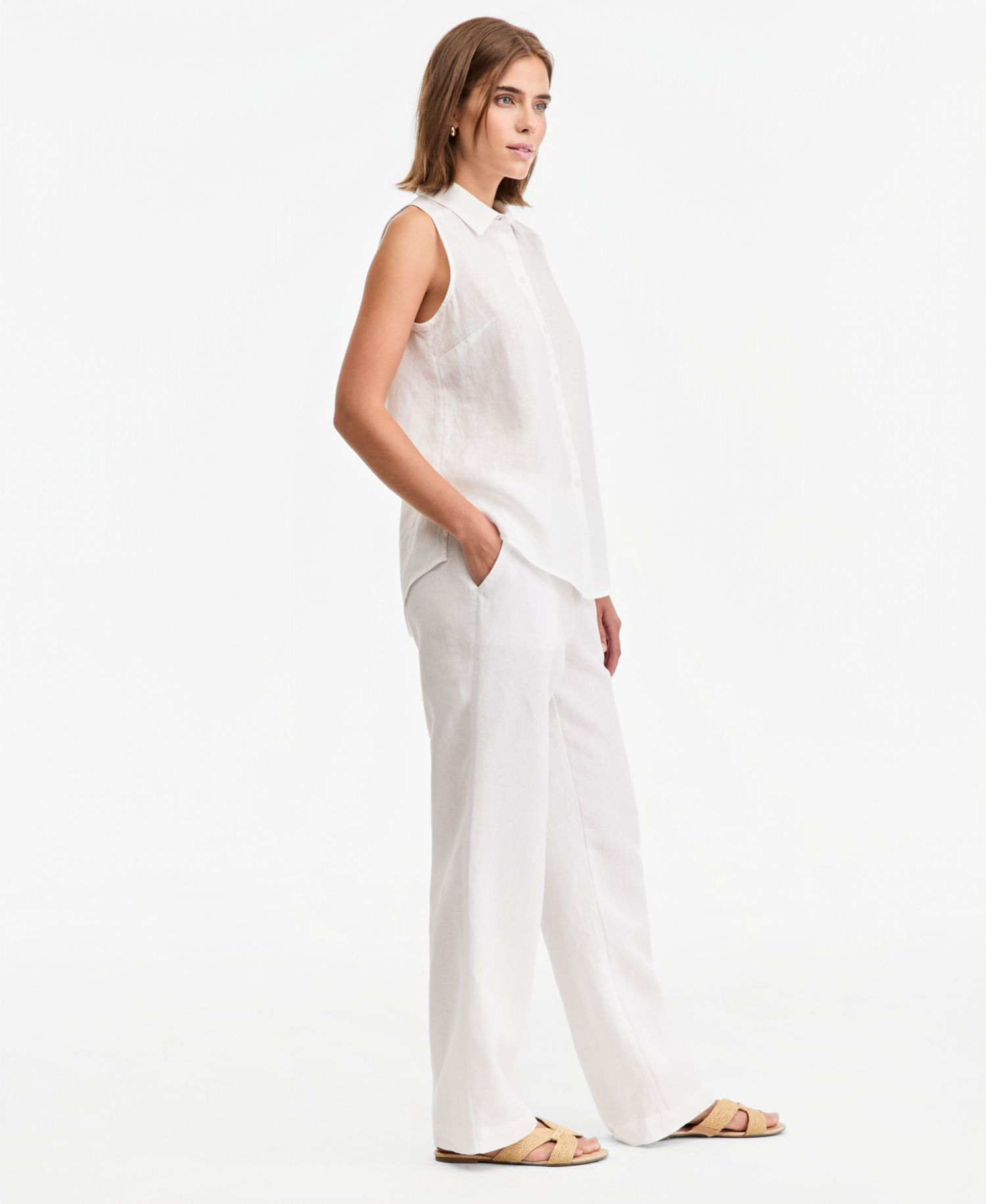 Women's 100% Linen Drawstring Pants