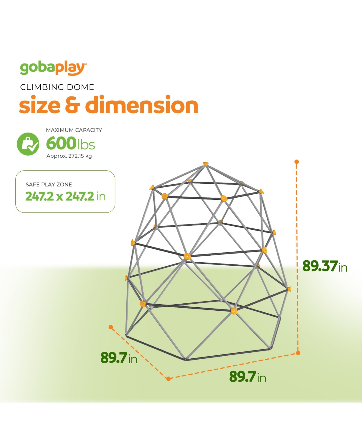 gobaplay SummitPro Climbing Dome - 7.5ft Heavy Duty Kids Climber with Hand Grips
