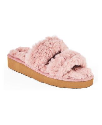 Women's Teddy Two Band Faux Fur Slippers