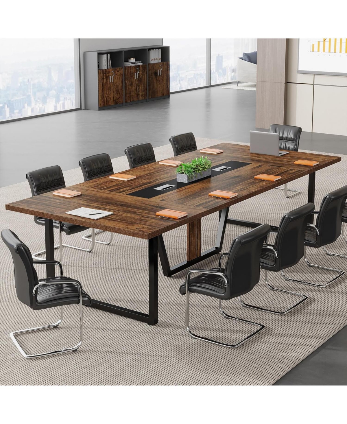 Tribesigns 8 Feet Conference Table, Large Meeting Podcast Table for 10