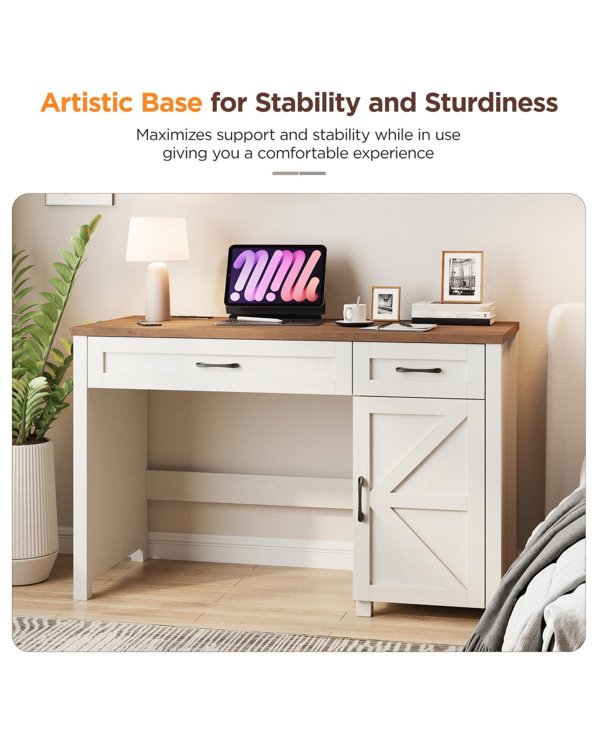 Vabches Workstation Computer Desk for Study and Home Office, 47" Executive Desk