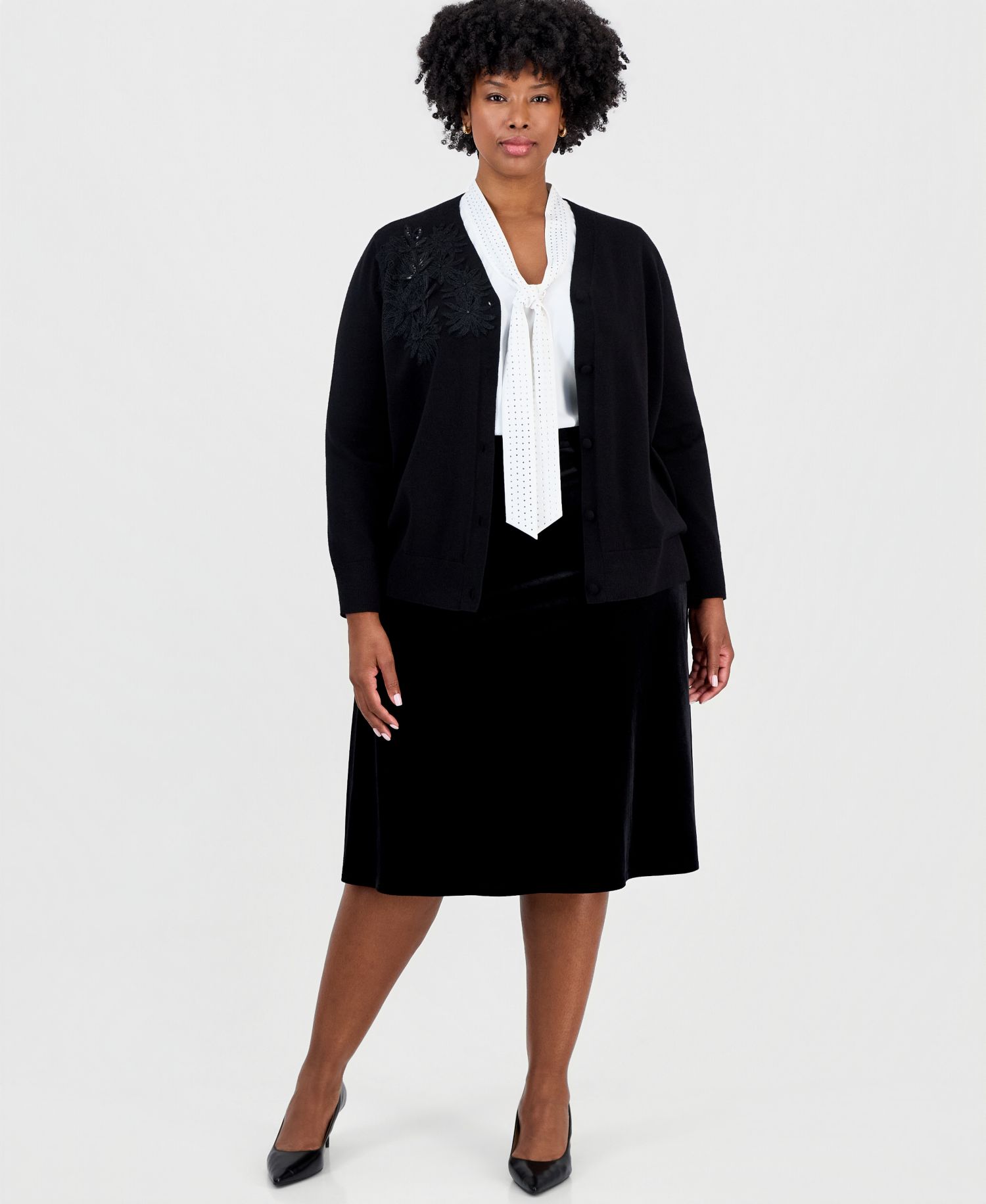 Plus Size Velvet Midi Skirt
