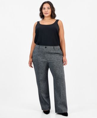 Plus Size Faux-Fly Wide-Leg Trousers