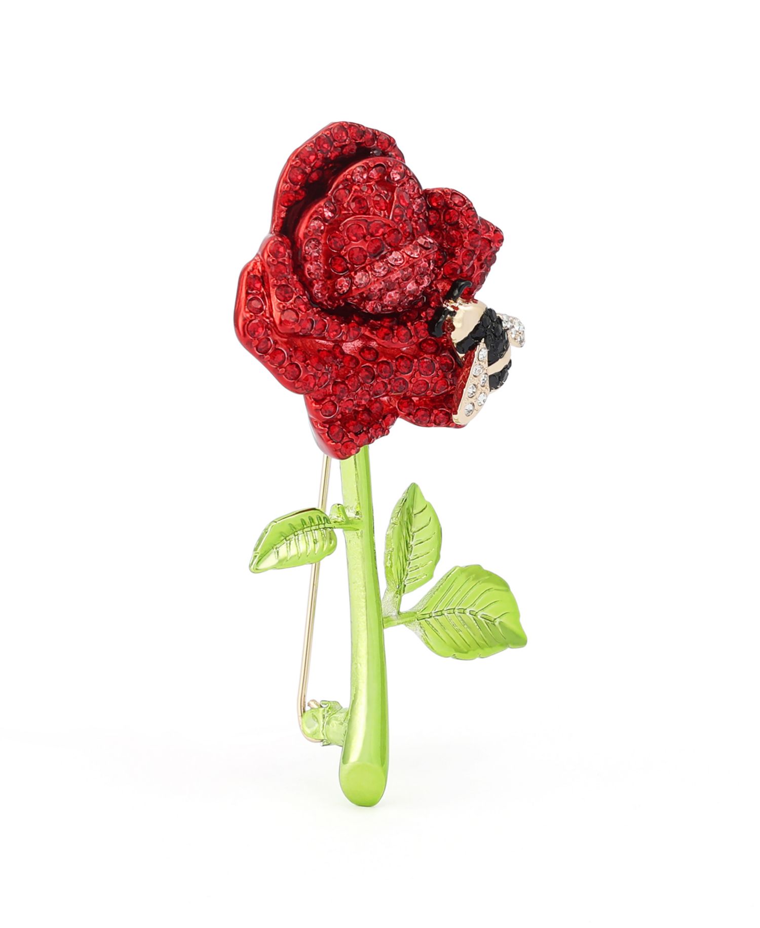 Faux-Stone Pav&eacute; Rose Brooch