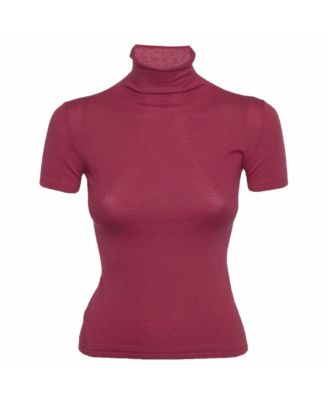 Women's Stretch Knit Short-Sleeve Turtleneck Top