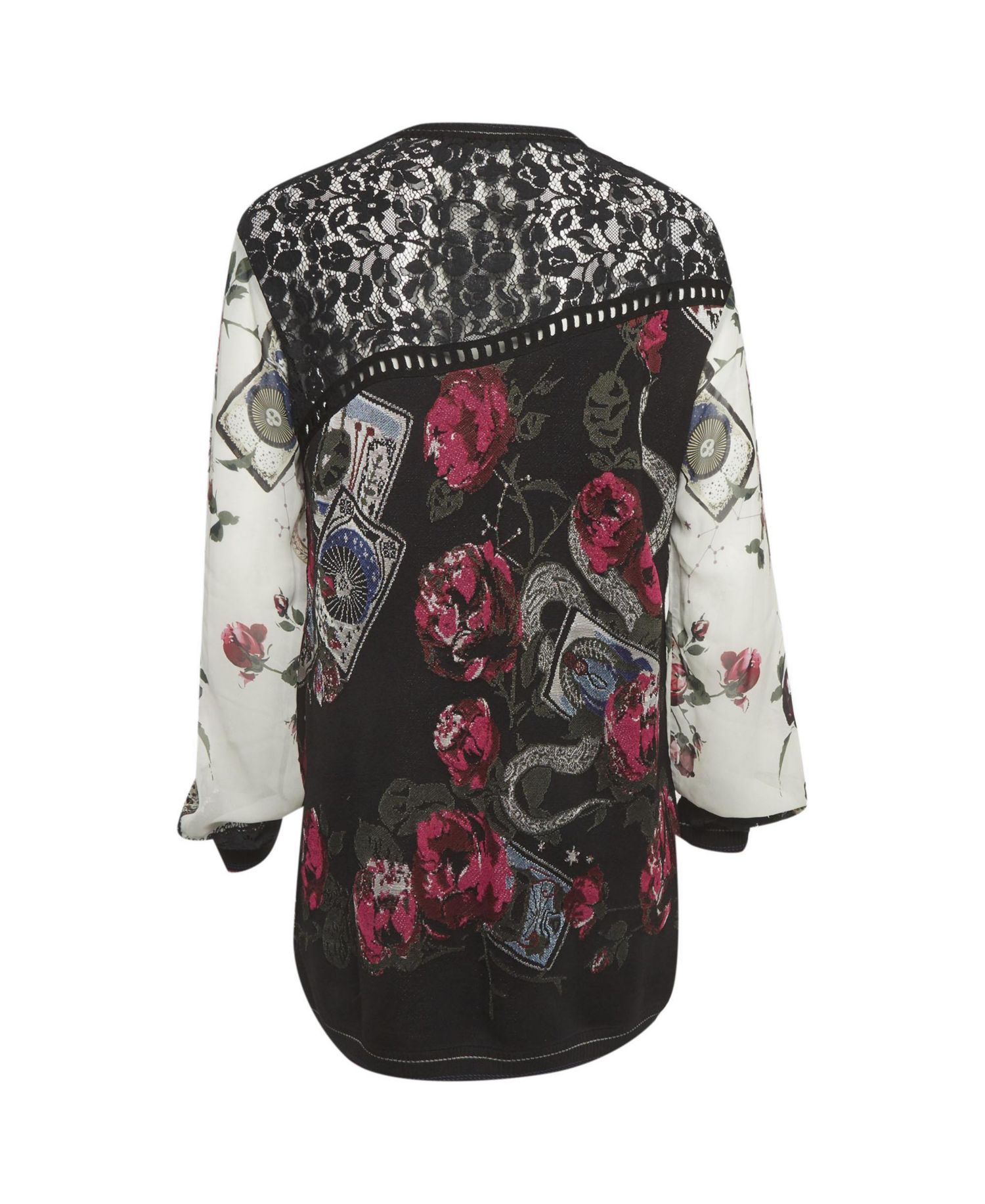 Women's Mixed-Media Floral and Tarot Print Pullover