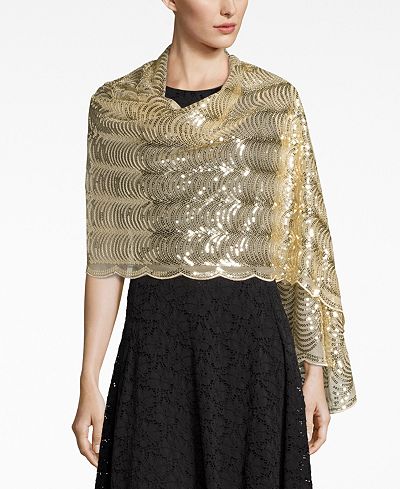 BLUE BY BETSEY JOHNSON Sequined Scallops Evening Wrap