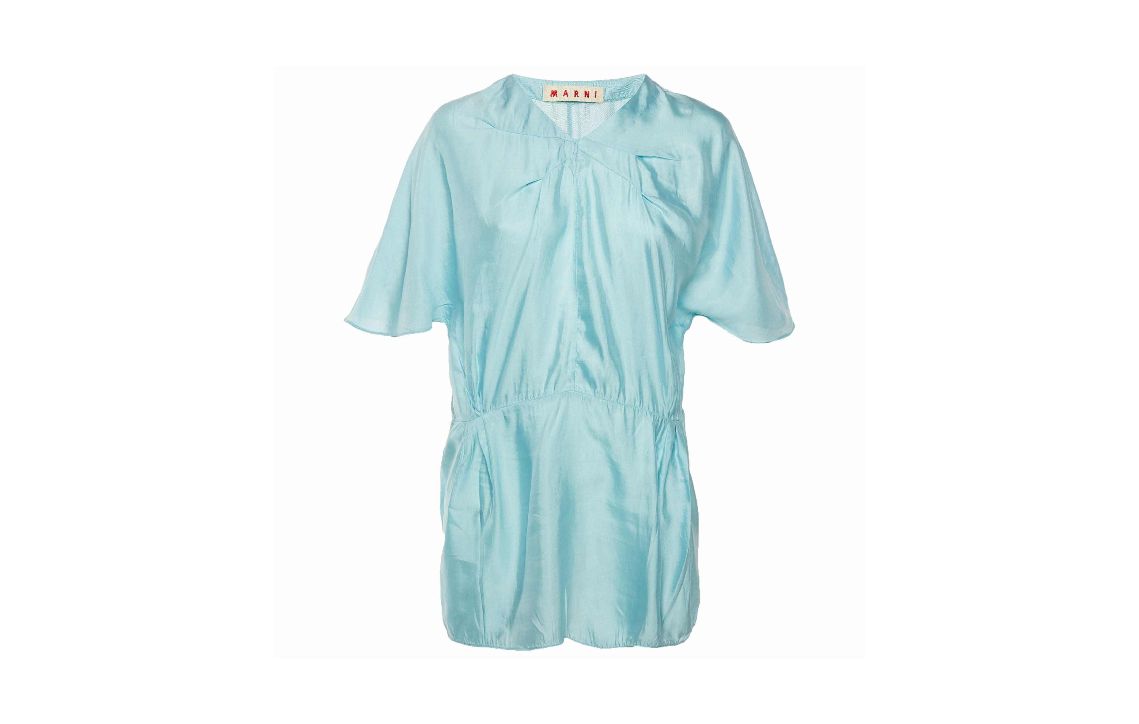 Pre-Owned Marni Women's Sateen V-Neck Tunic Blouse