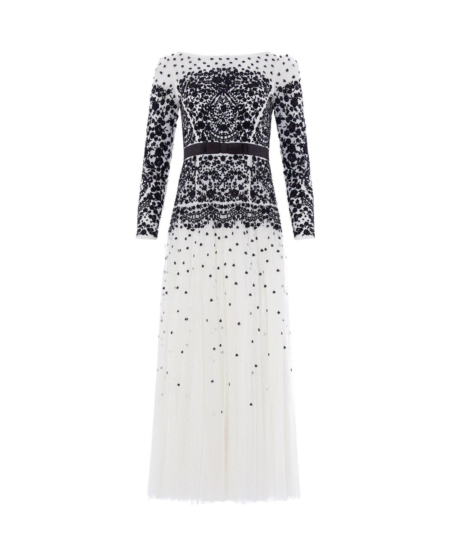 Women's Gilded Long Sleeve Maxi Lace Gown