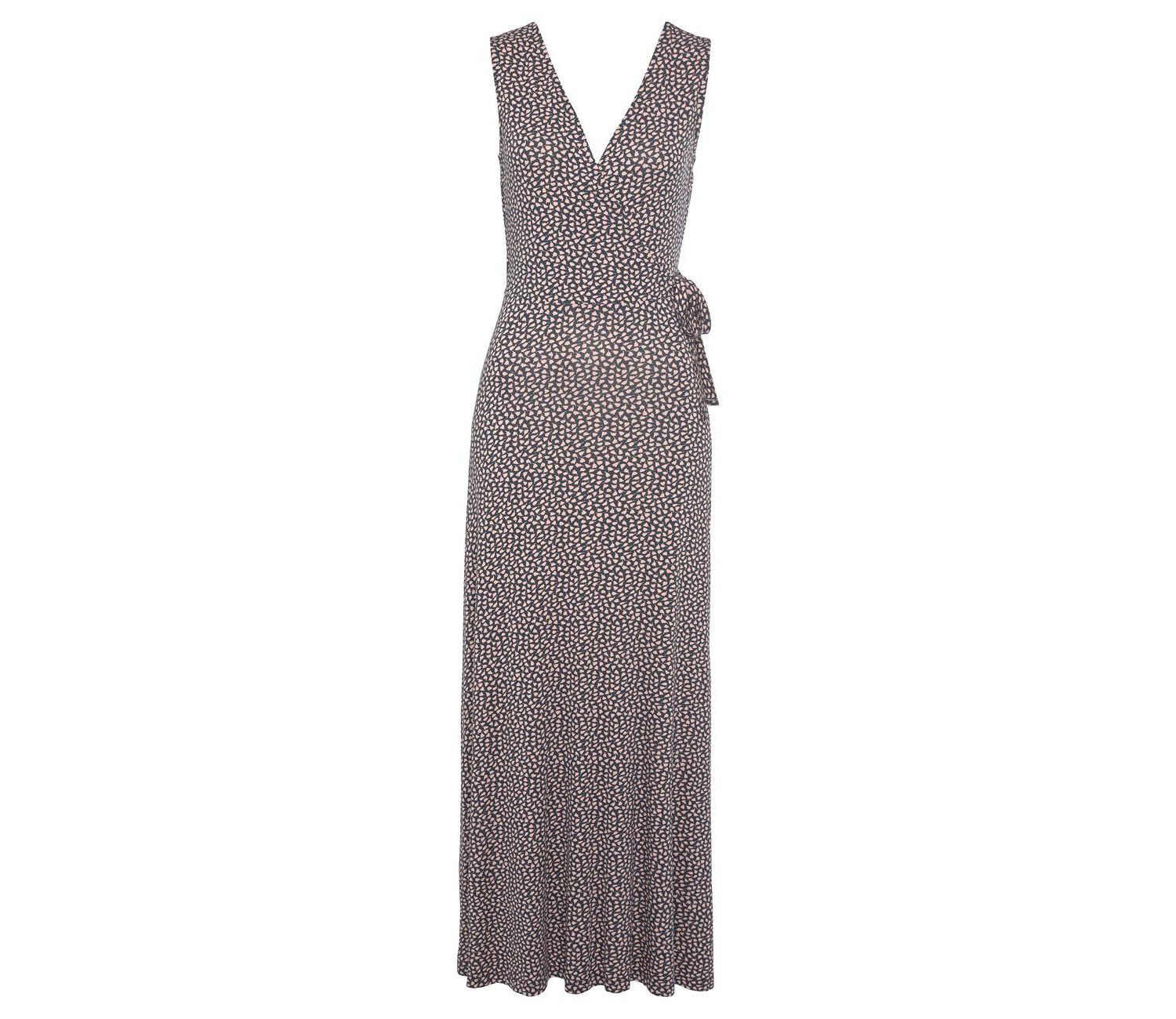 Women's Viscose Printed Look Column V-Neck Maxi Dress