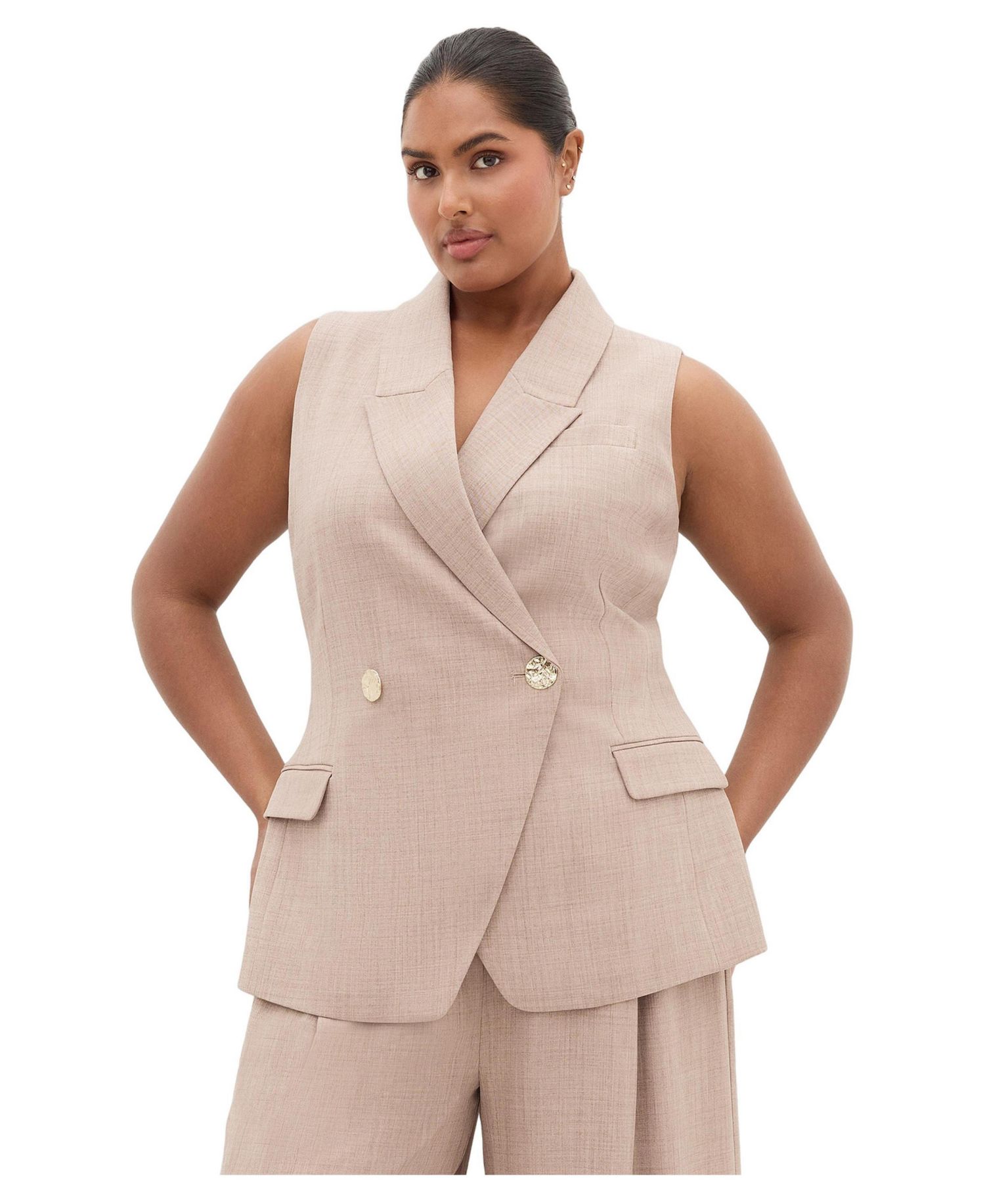 Plus Size Luci Tailored Sleeveless Collared Vest