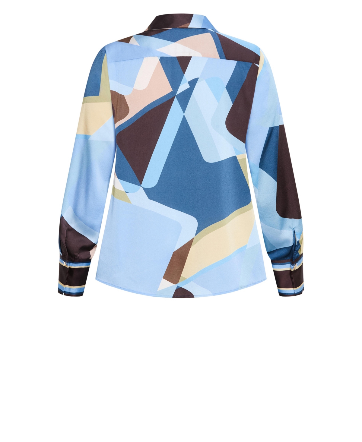 City Chic Plus Amaya Abstract-Print Long-Sleeve Button-Up Shirt