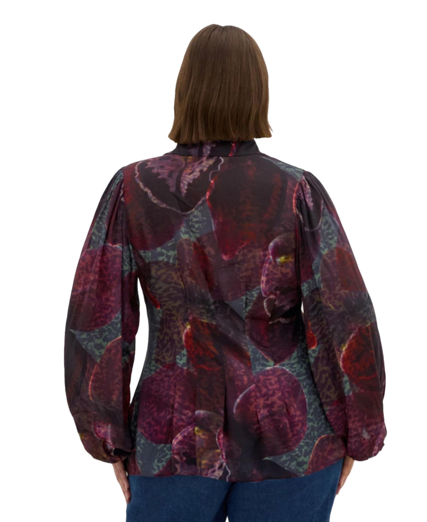 Plus Size Piper Floral-Print Long-Sleeve Collared Blouse