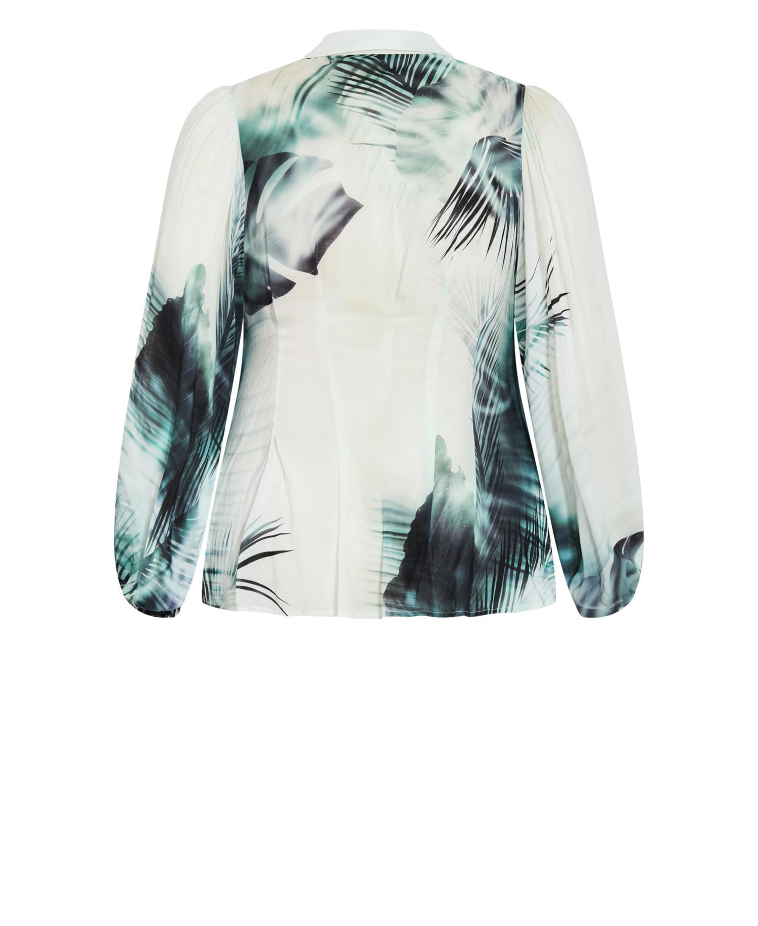 Plus Size Piper Palm Print Collared Long-Sleeve Relaxed-Fit Shirt