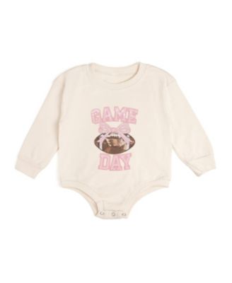 Baby Girls Game Day Sequin Patch Long Sleeve Romper