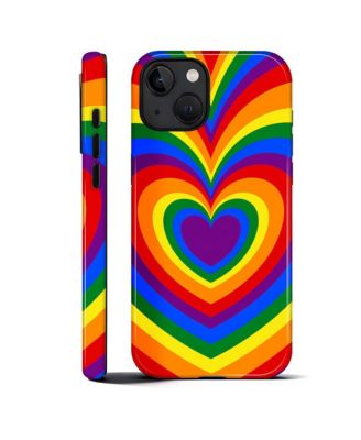 Phone Case Compatible with Apple iPhone, 2-Layer Durable, Rainbow Love Heart