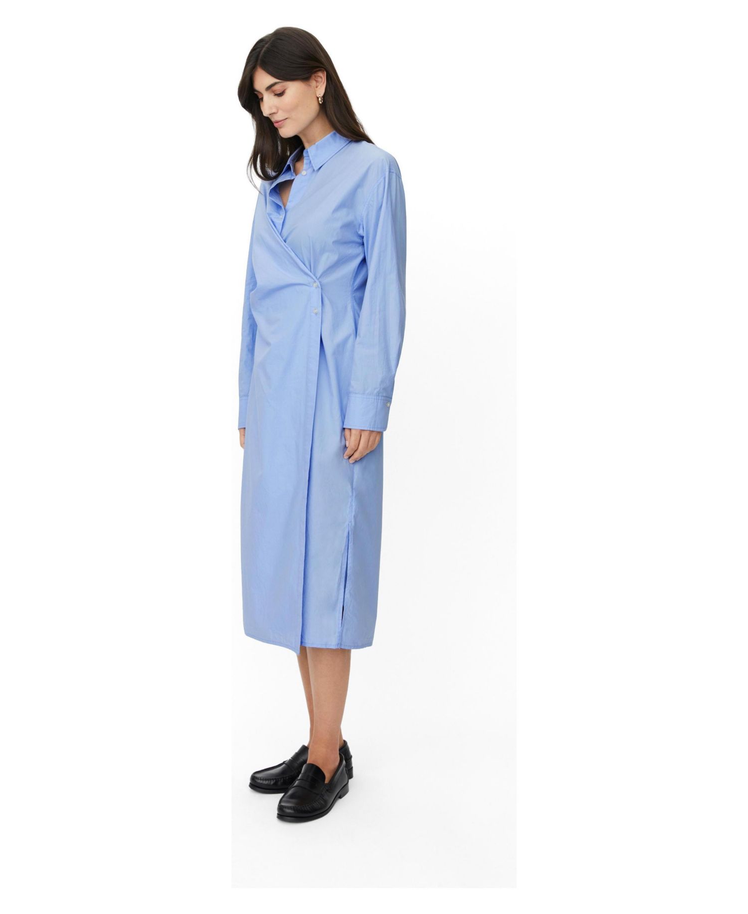 Women's MaNeylora Long-Sleeve Wrap Midi Shirt Dress