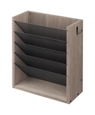 Wooden Mail Organizer Desk Adjustable Shelves Sorter File Desktop Holder For Home Office