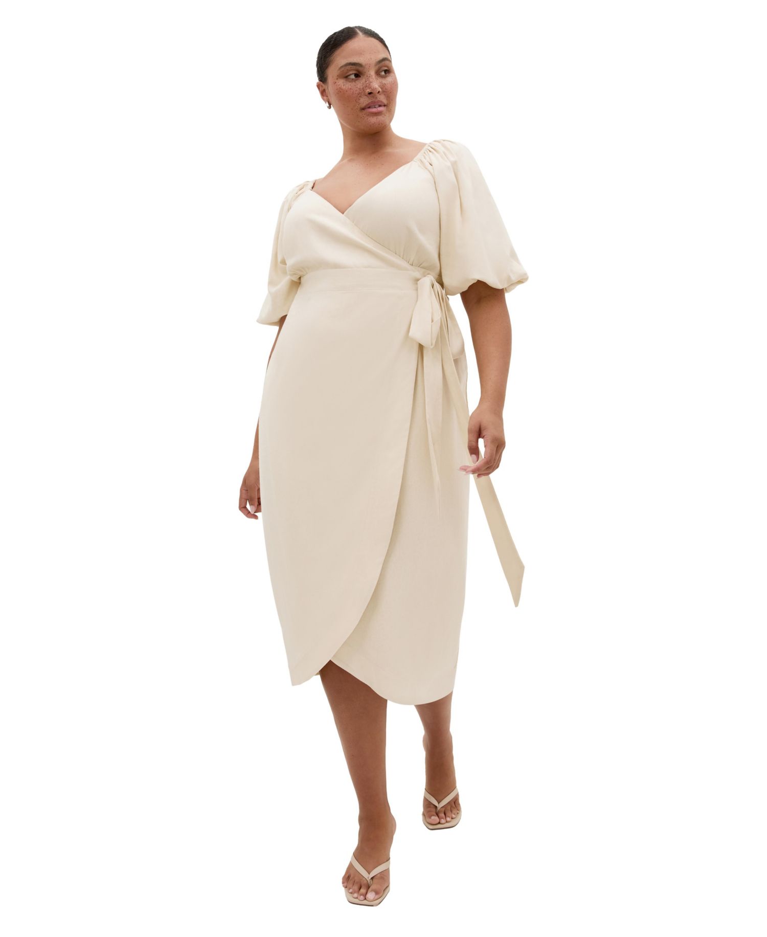 Plus Size Claudine V-Neck Wrap Midi Dress