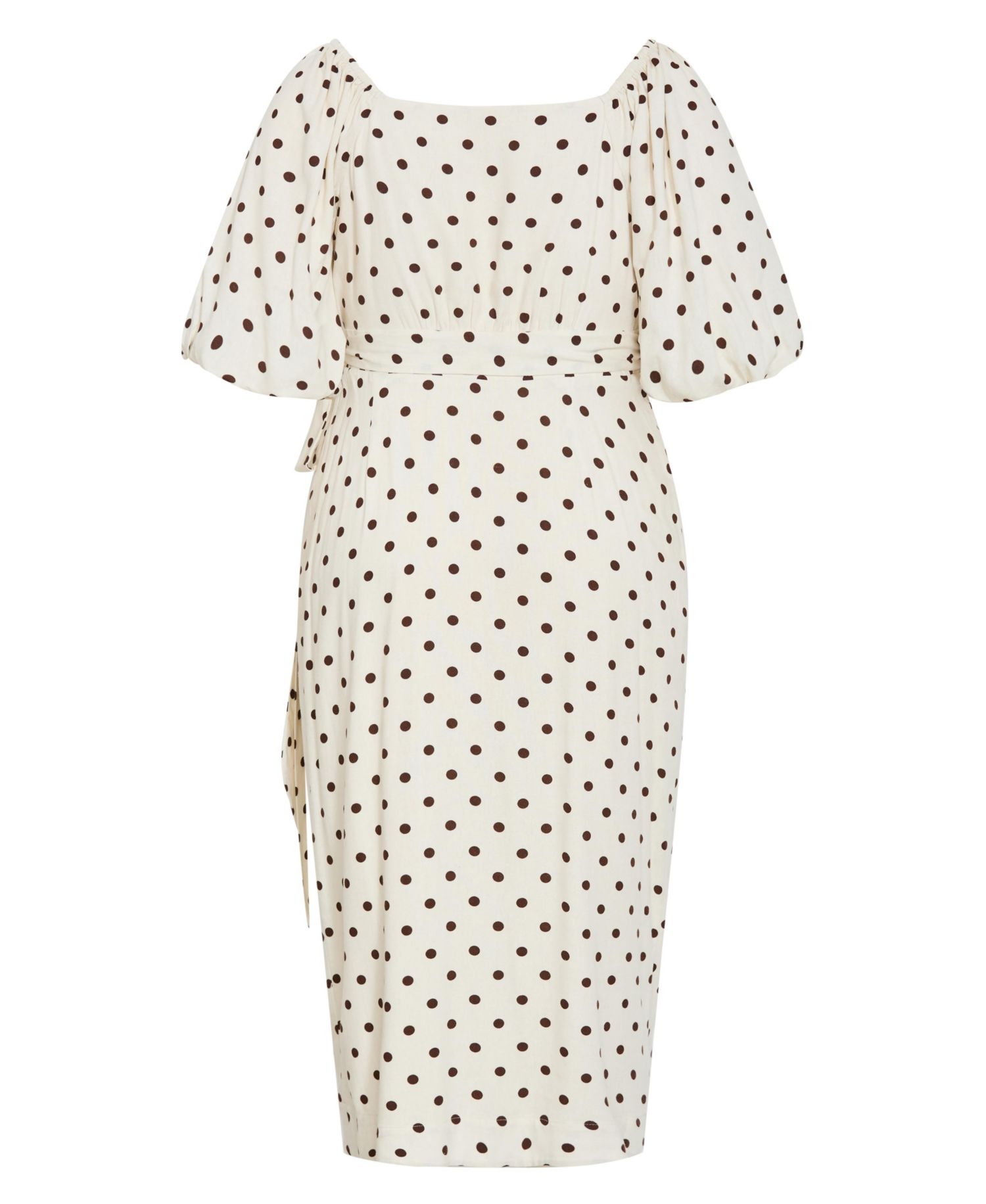 Plus Size Claudine Wrap Spot-Print Balloon-Sleeve Midi Dress