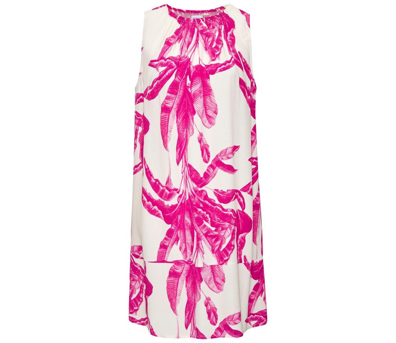 Women's Viscose Tropical Print Ruffle-Trim Shift Short Dress