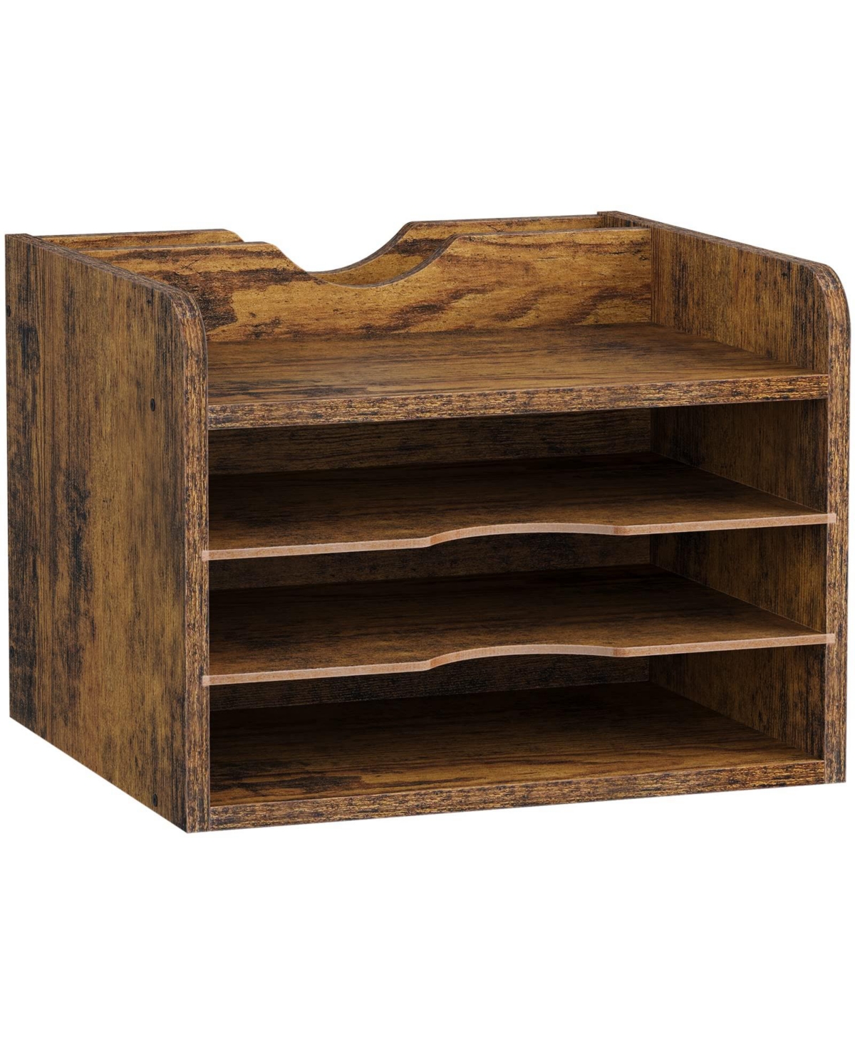 Danrong Desktop File Organizer Adjustable Shelves Wooden Paper Tray Sorter